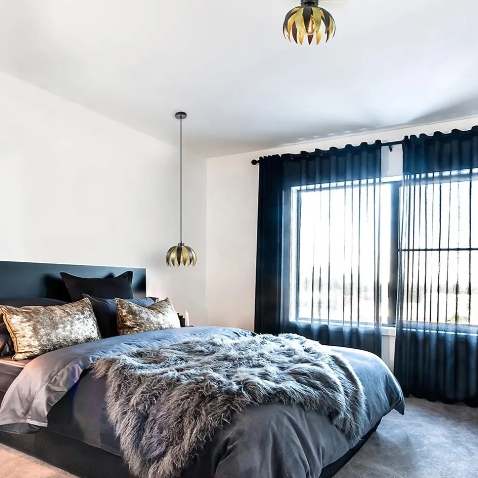 Plafondlamp leaves zwart/goud