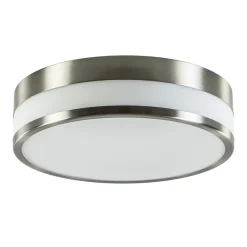 Plafondlamp nikkel/glas IP44 3-step dim.