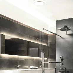 Plafondlamp nikkel/glas IP44 3-step dim.