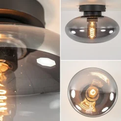Plafondlamp Reflexion zwart+smoke glas