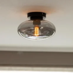 Plafondlamp Reflexion zwart+smoke glas