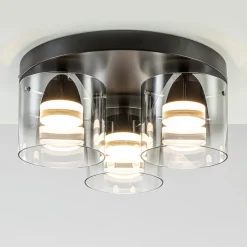 Plafondlamp Salerno 3L zwart/smoke glas