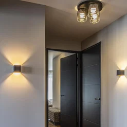 Plafondlamp Salerno 3L zwart/smoke glas