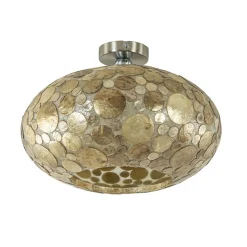 Plafondlamp Ufo goud schelpen 40cm