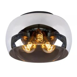 Plafondlamp zwart + smoke glas 40cm