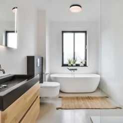 Plafondlamp zwart IP44 + bewegingssensor