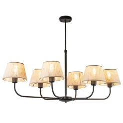 Plafondlamp zwart met beige kapjes