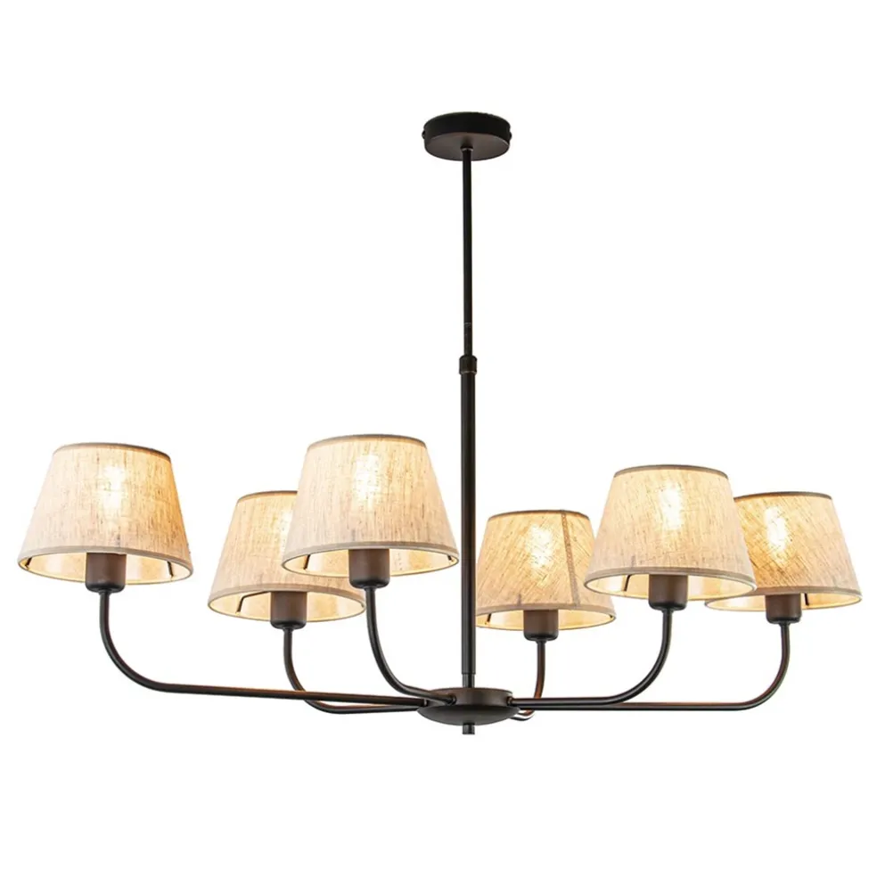 Plafondlamp zwart met beige kapjes