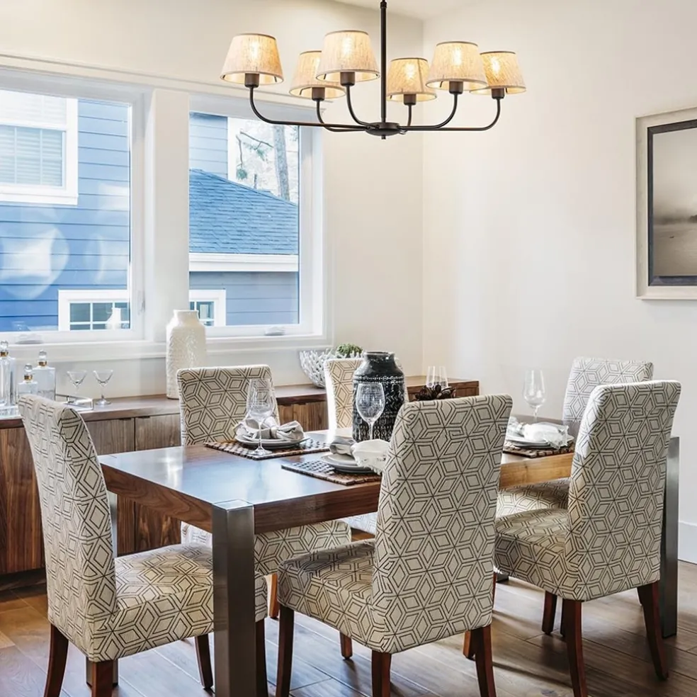 Plafondlamp zwart met beige kapjes