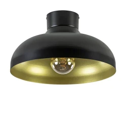 Plafondlamp zwart met gouden binnenkant
