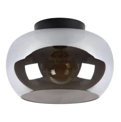 Plafondlamp zwart met smoke glas