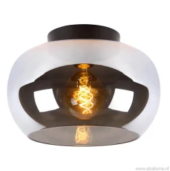 Plafondlamp zwart met smoke glas