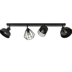 Plafondlamp zwart met verschillende kappen