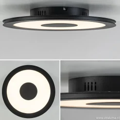 Plafondlamp zwart rond 38cm 3-st.dim.