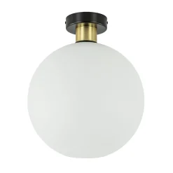 Plafondlamp zwart/goud met opaal glas 30 cm