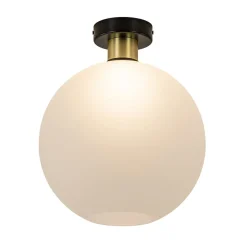 Plafondlamp zwart/goud met opaal glas 30 cm