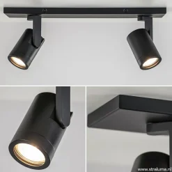 Plafondspot Halo 2L op balk zwart