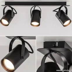 Plafondspot 3L op balk zwart