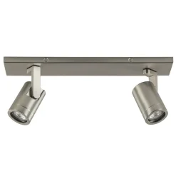 Plafondspot 2-licht op balk nikkel gu10