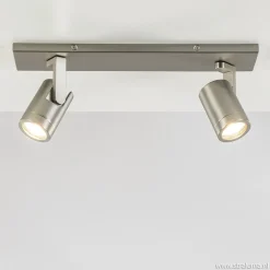 Plafondspot 2-licht op balk nikkel gu10
