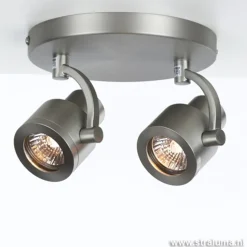 Plafondspot 2-lichts rond nikkel gu10