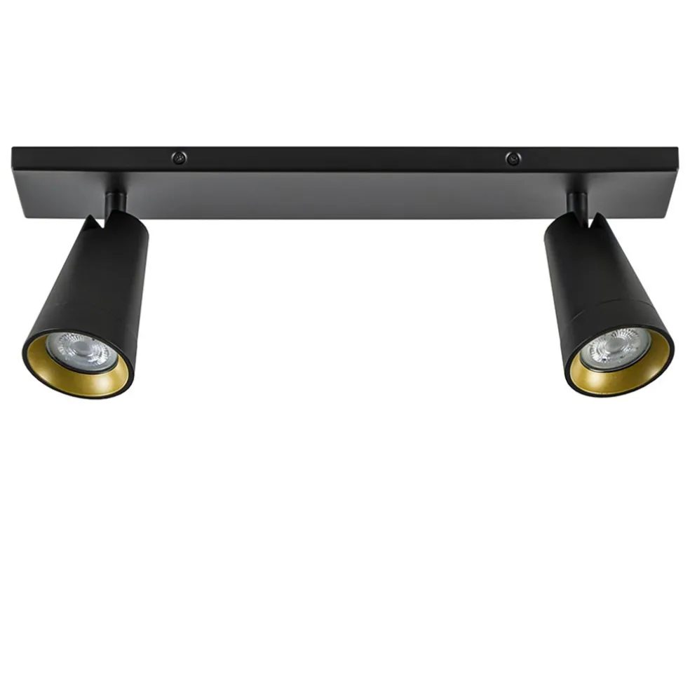 Plafondspot Petunia 2L balk zwart/goud