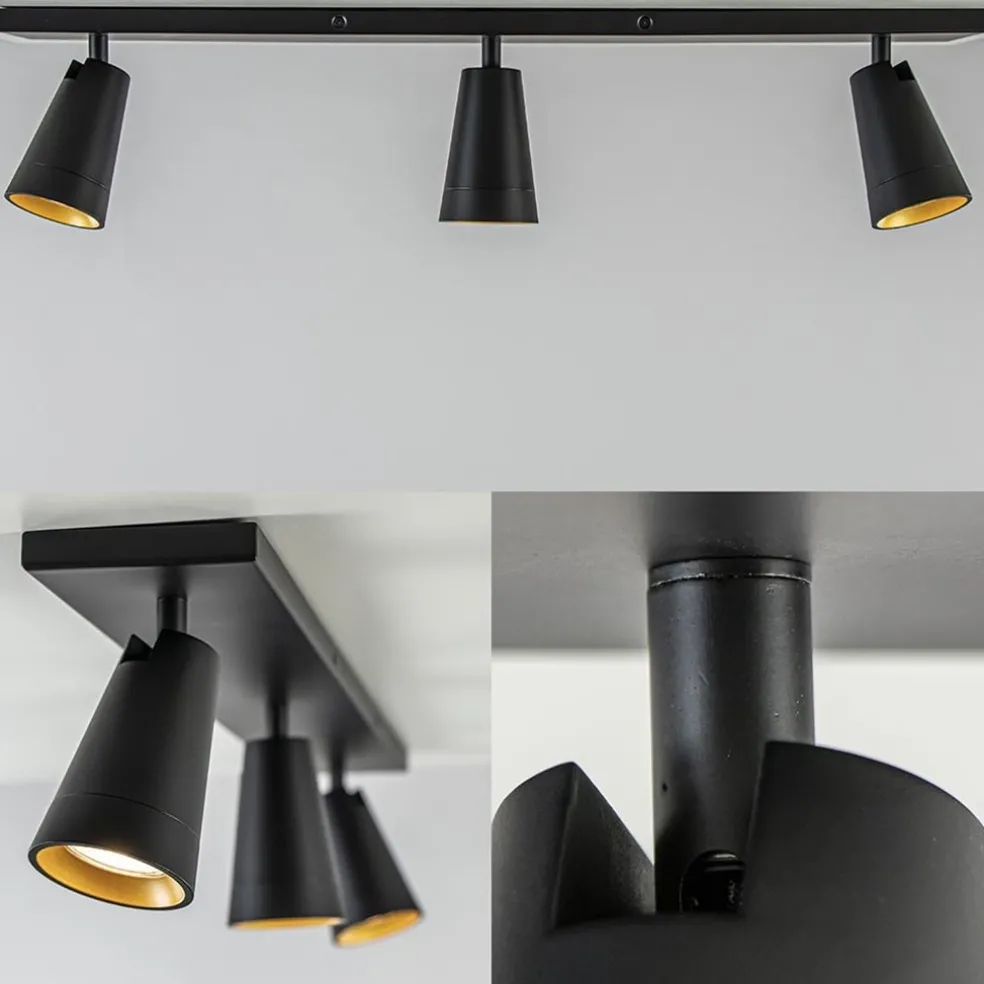 Plafondspot Petunia 3L balk zwart/goud