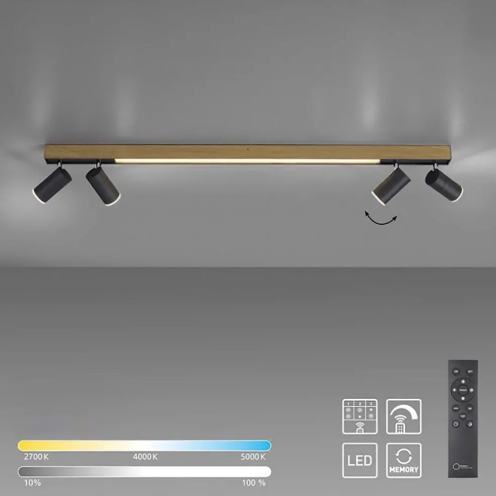 Plafondspot Pure Lines antraciet/hout cct