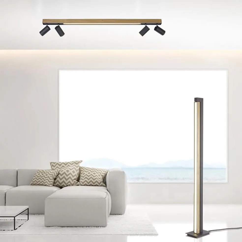 Plafondspot Pure Lines antraciet/hout cct