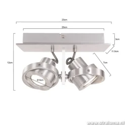 Plafondspot Quatro 2L alu led incl.gu10