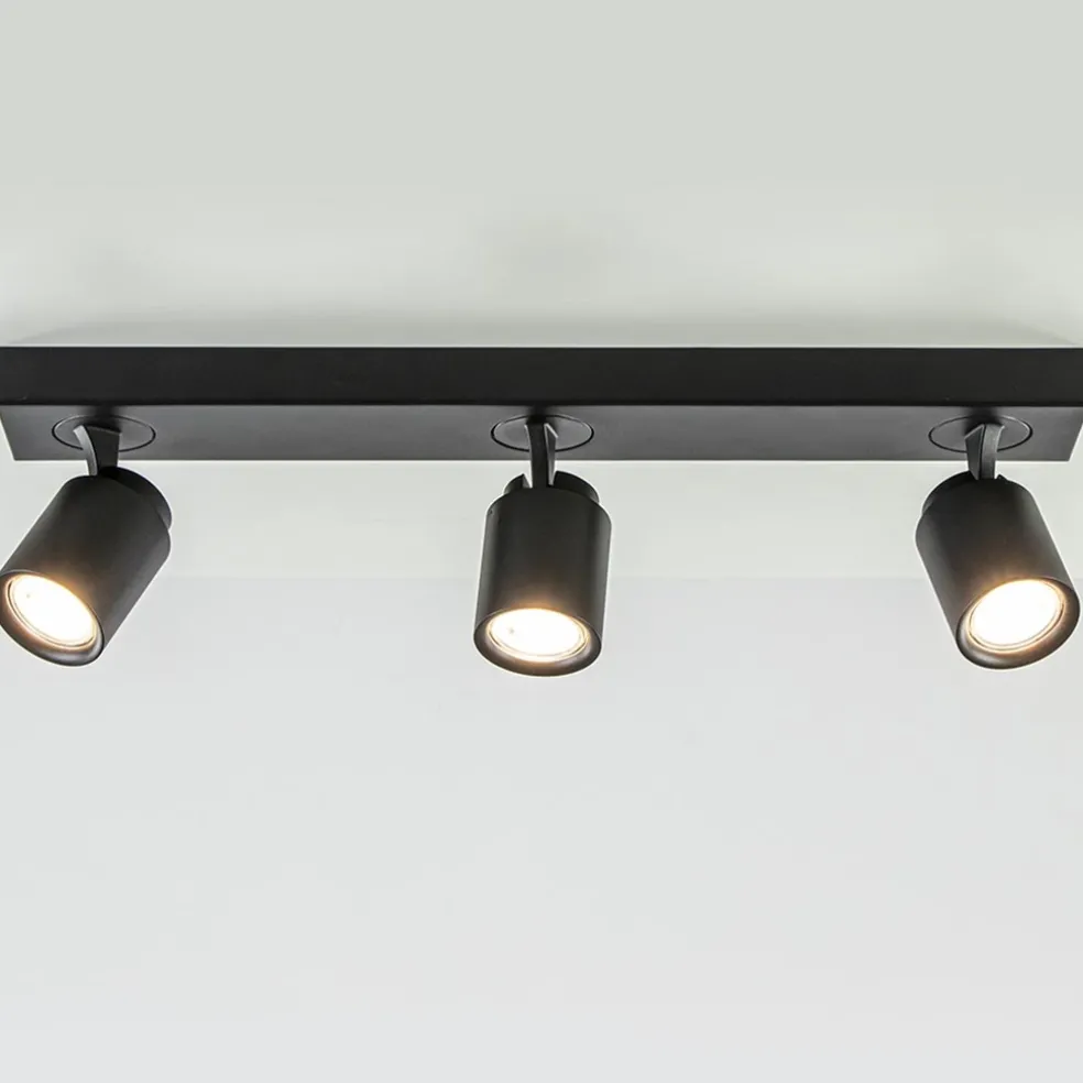 Plafondspot Razza 3L balk zwart gu10