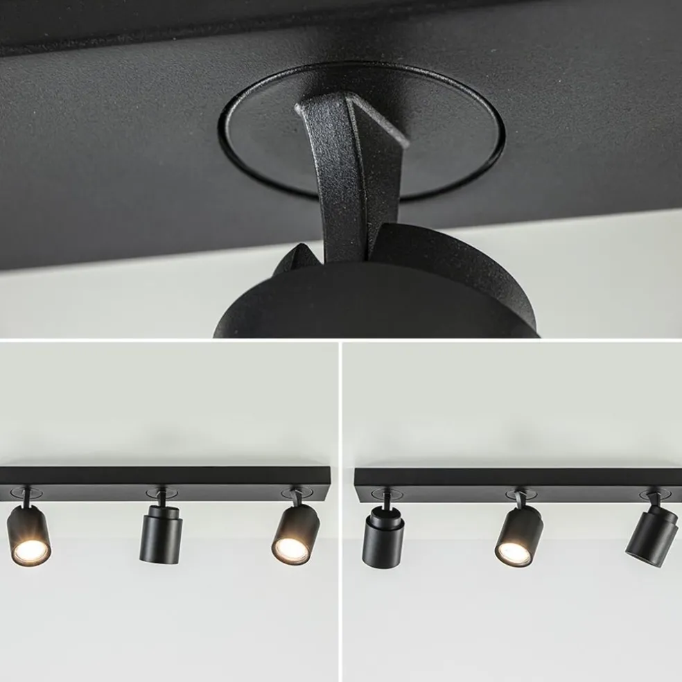 Plafondspot Razza 3L balk zwart gu10