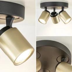 Plafondspot Razza 3l rond zwart/goud gu10