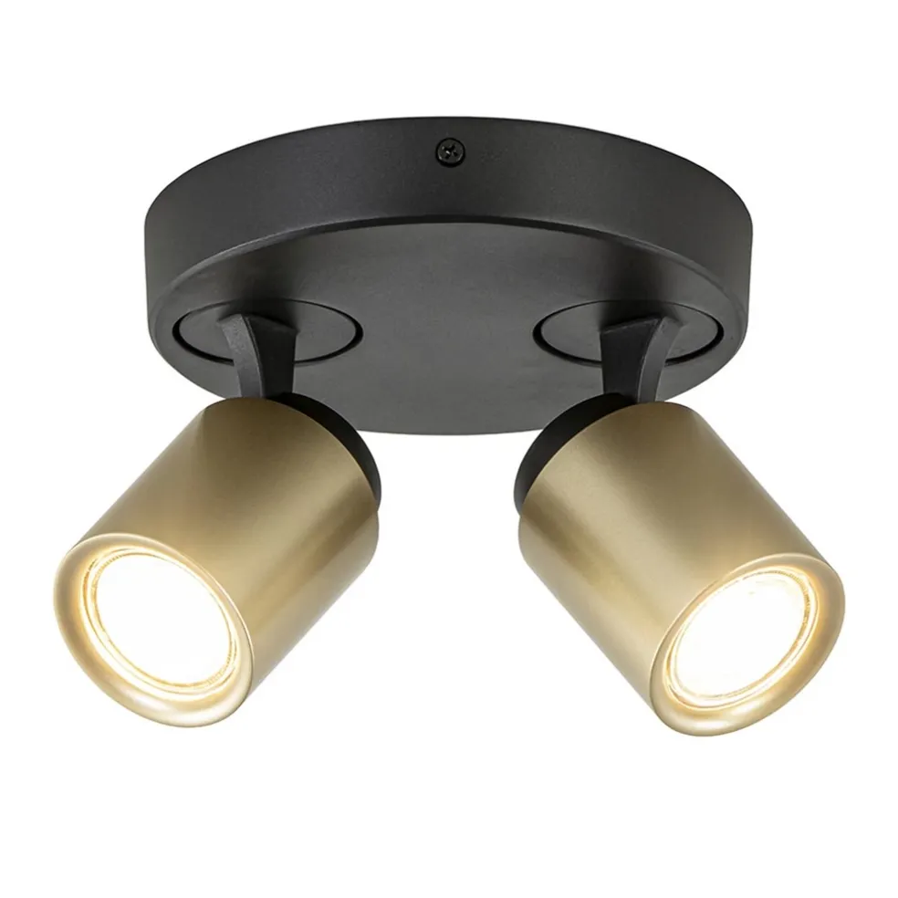 Plafondspot Razza 2L rond zwart/goud