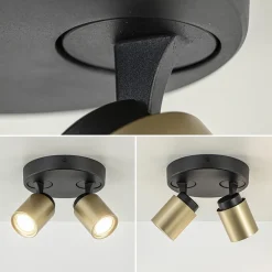 Plafondspot Razza 2L rond zwart/goud