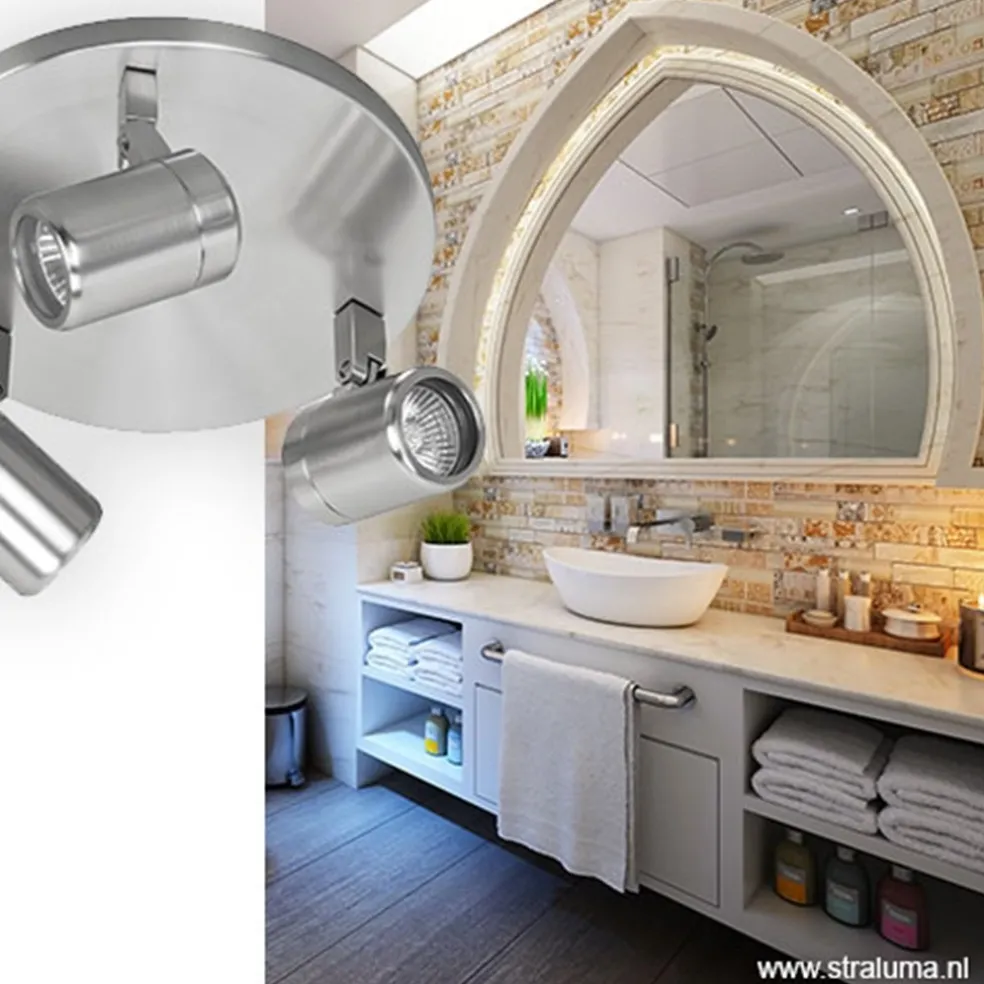 Plafondspot rond Rain 3-l nikkel IP44