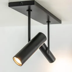 Plafondspot Trend 2L balk zwart gu10mini