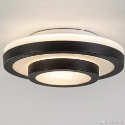 Plafonnière Master zwart+opaal glas IP44