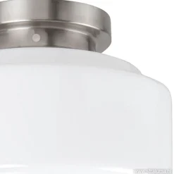 Plafonnière retro opaal glas/staal