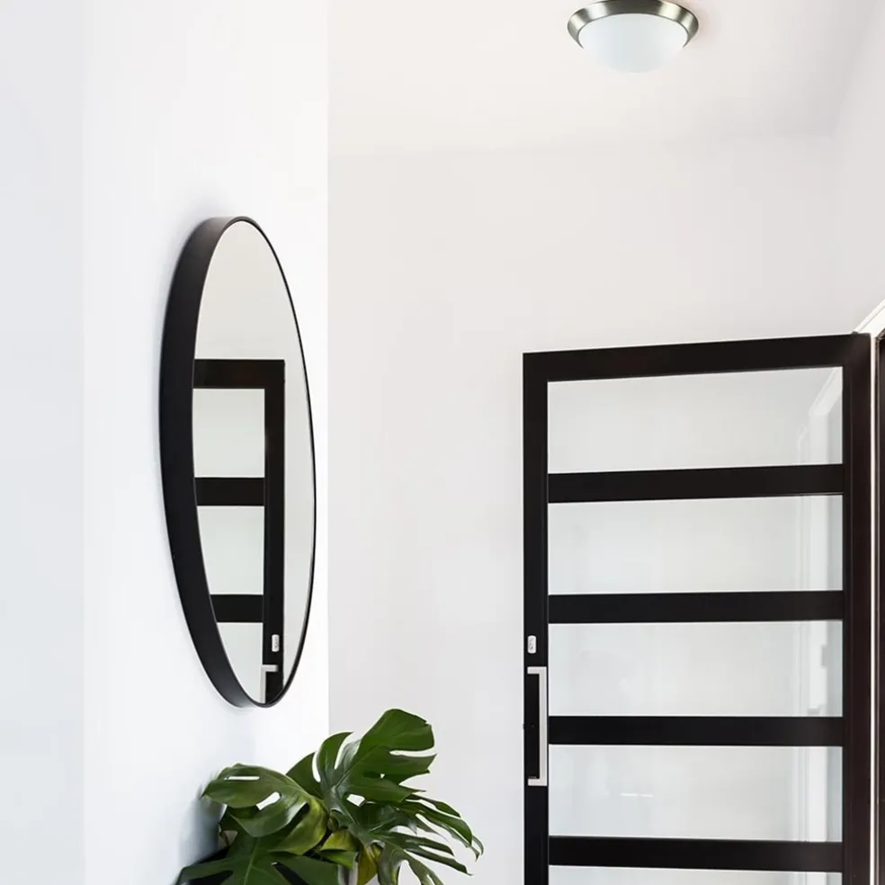 Plafonnière rvs + mat glas 30cm