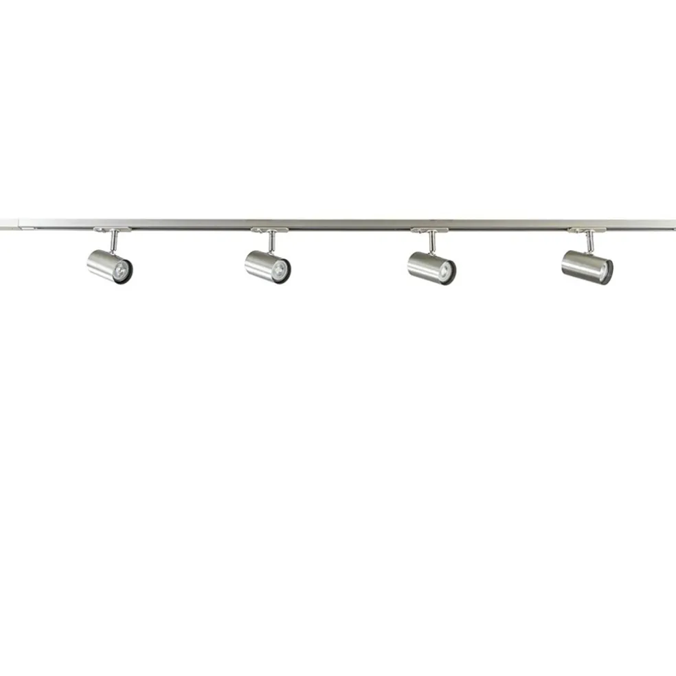 Railsysteem 1,5m nikkel met 4 verstelbare spots