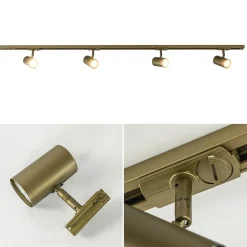 Railsysteem set 1,5 m met 4 GU10 spots brons