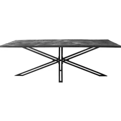 Rechthoekige eettafel zwart mangohout met kruispoot 220 cm
