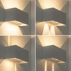 Rechthoekige LED buitenlamp wit verstelbaar