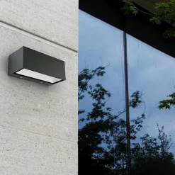 Rechthoekige LED buitenlamp up+down mat zwart