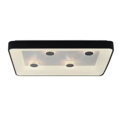 Rechthoekige LED plafondlamp zwart met kristaleffect