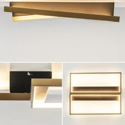 Rechthoekige LED plafondlamp zwart goud design