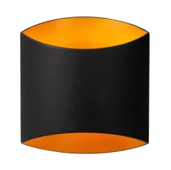 Rechthoekige wandlamp mat zwart met goud