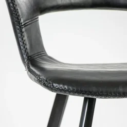 Retro barkruk zwart met imitatieleer