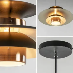 Retro hanglamp zwart met koper 50 cm